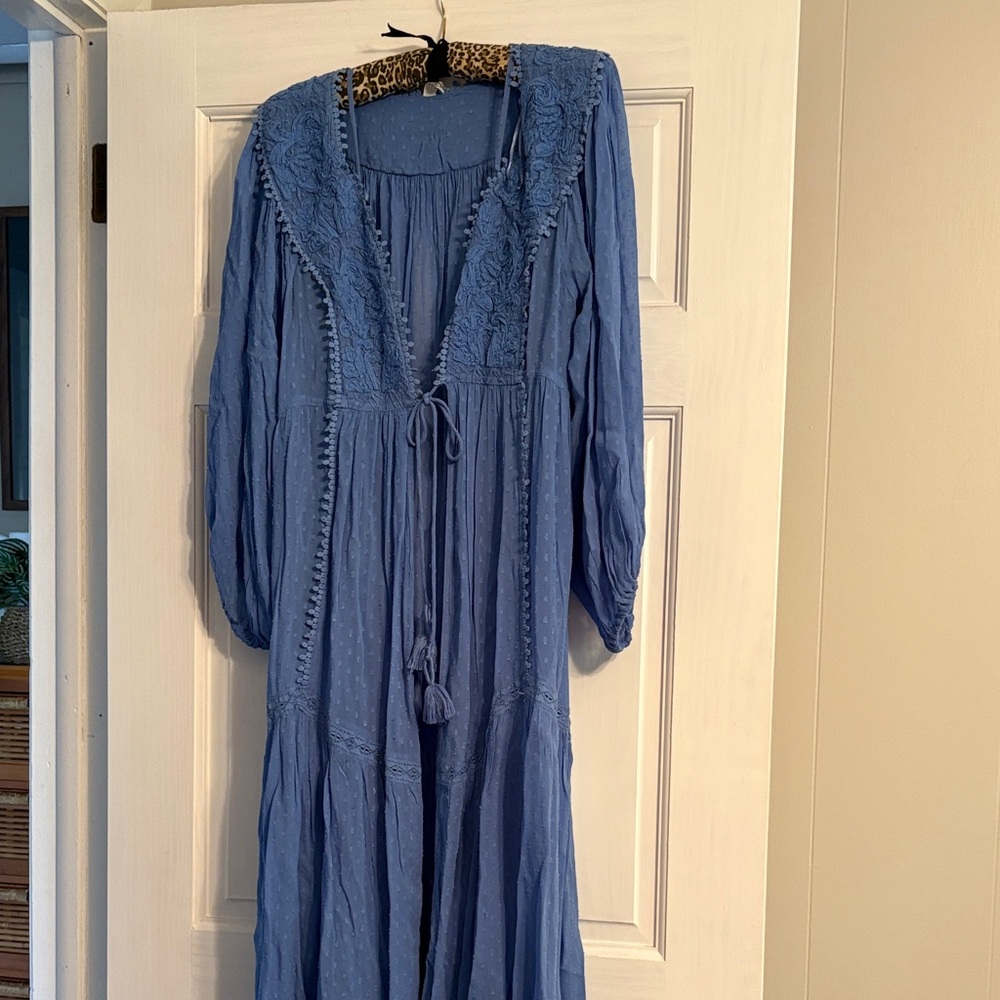 Free People Blue Long Sleeve Bohemian Kimono